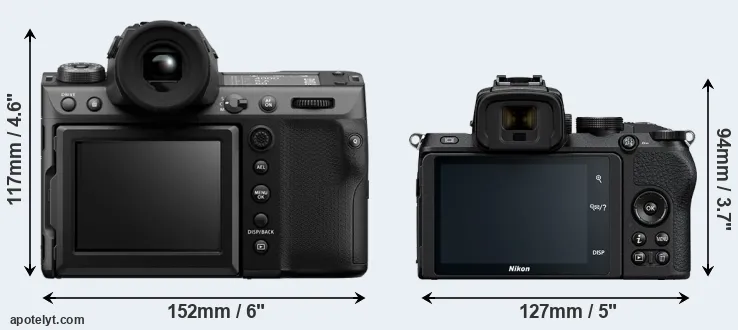 Comparison GFX 100 II or Z50 rear