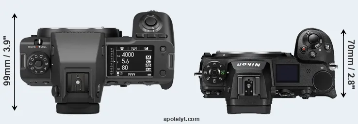 Compare GFX 100 II versus Z6 II top