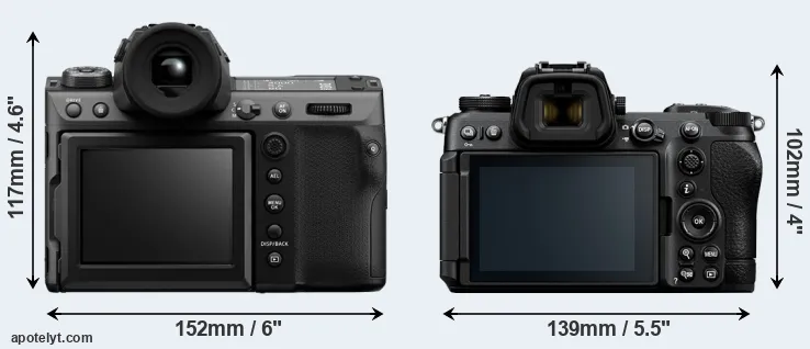 Comparison GFX 100 II or Z6 III rear