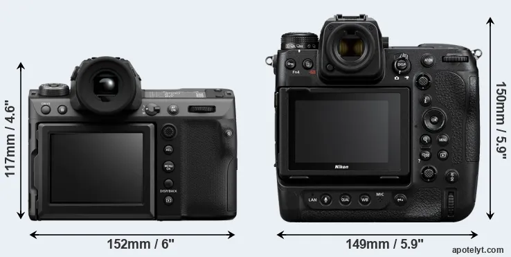 Comparison GFX 100 II or Z9 rear