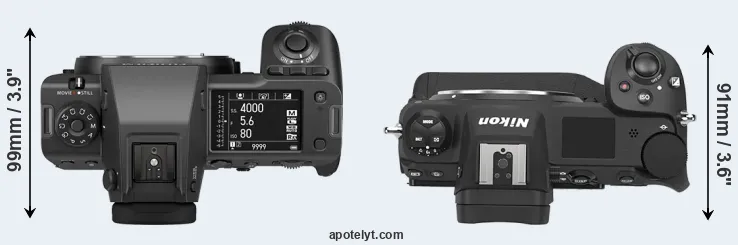 Compare GFX 100 II versus Z9 top