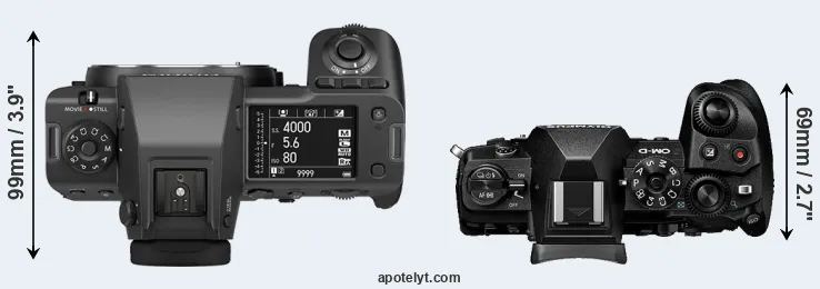 Compare GFX 100 II versus E-M1 III top