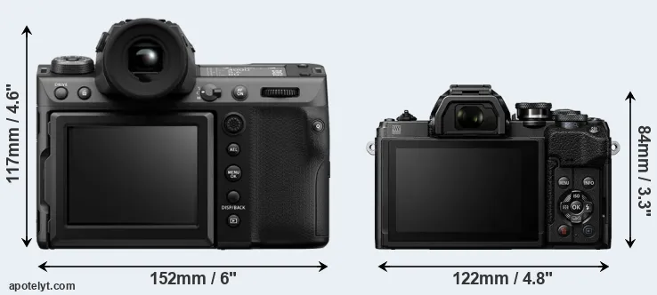 Comparison GFX 100 II or E-M10 IV rear