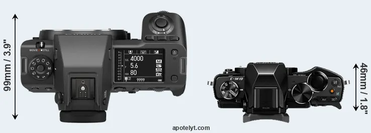 Compare GFX 100 II versus E-M10 top