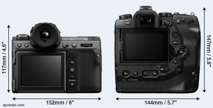 Comparison GFX 100 II or E-M1X rear