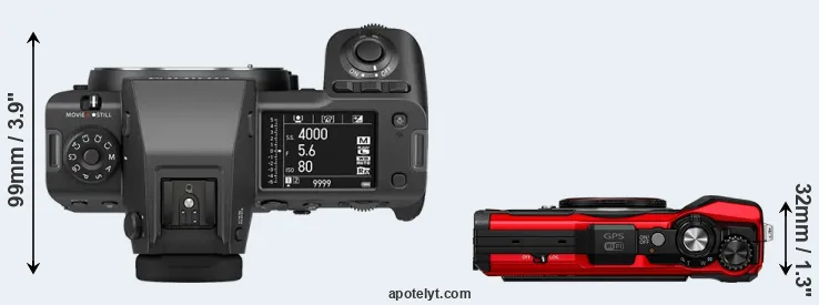 Compare GFX 100 II versus TG-6 top