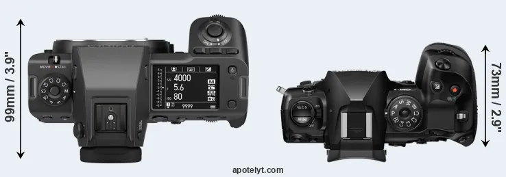 Compare GFX 100 II versus OM-1 II top