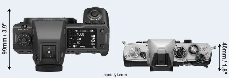 Compare GFX 100 II versus OM-3 top