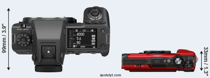 Compare GFX 100 II versus TG-7 top