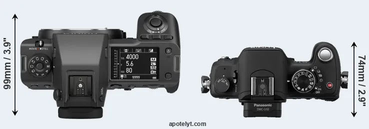 Compare GFX 100 II versus G10 top