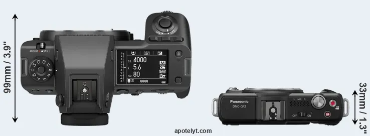 Compare GFX 100 II versus GF2 top