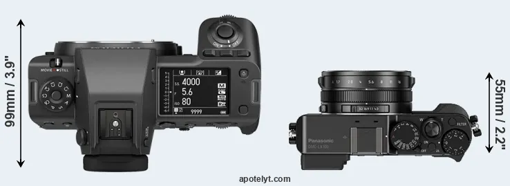 Compare GFX 100 II versus LX100 top
