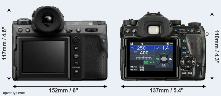 Comparison GFX 100 II or K-1 II rear
