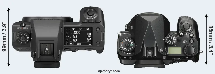 Compare GFX 100 II versus K-1 II top