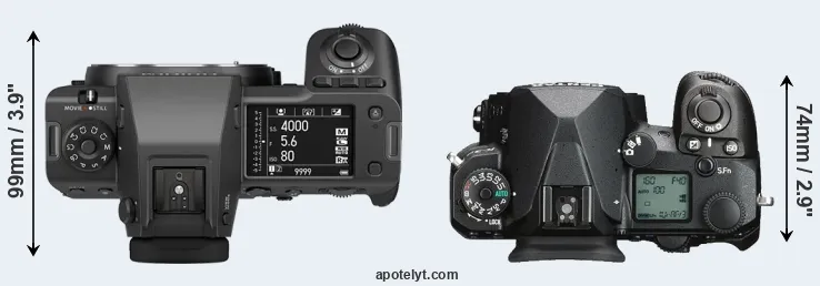 Compare GFX 100 II versus K-3 III top