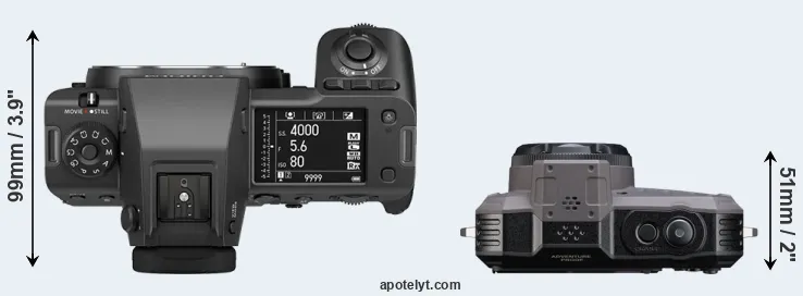 Compare GFX 100 II versus WG-1000 top
