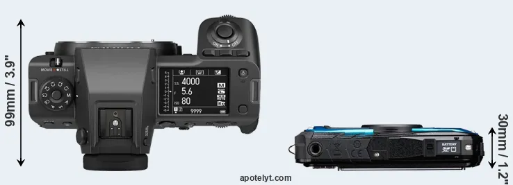 Compare GFX 100 II versus WG-90 top