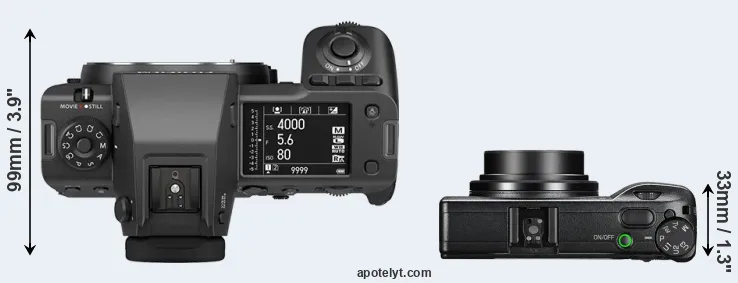 Compare GFX 100 II versus GR III top