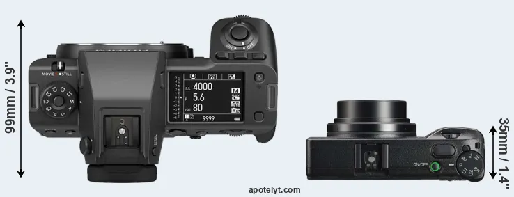 Compare GFX 100 II versus GR IIIx top