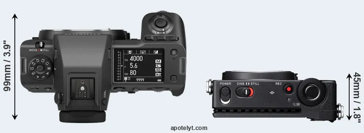 Compare GFX 100 II versus fp L top