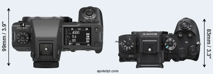 Compare GFX 100 II versus A1 II top