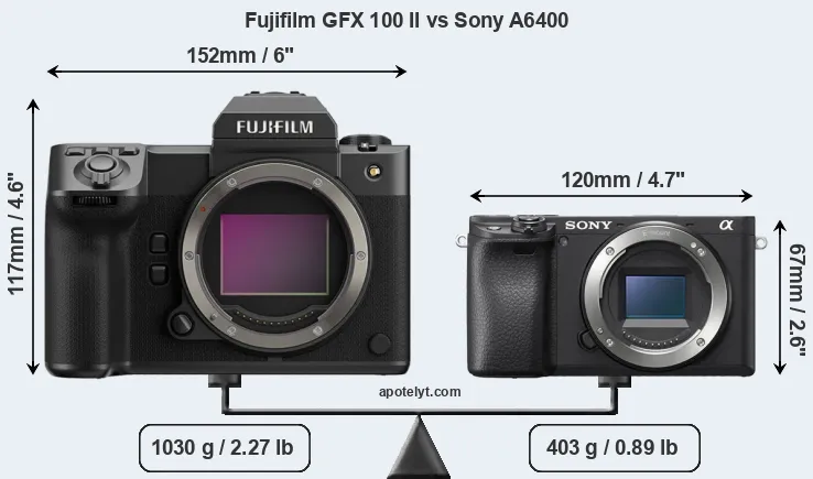 Size Fujifilm GFX 100 II vs Sony A6400