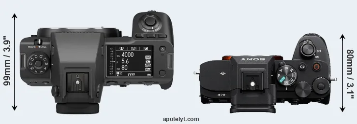 Compare GFX 100 II versus A7 IV top