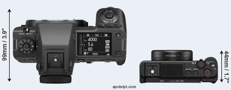 Compare GFX 100 II versus ZV-1 top