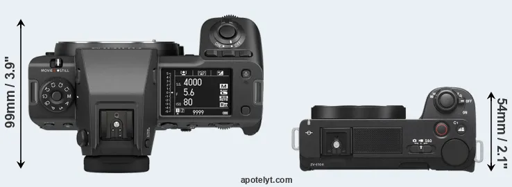 Compare GFX 100 II versus ZV-E10 II top