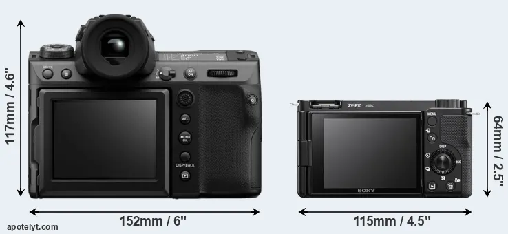 Comparison GFX 100 II or ZV-E10 rear