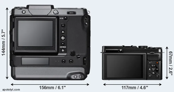 Comparison GFX 100 or X-A1 rear