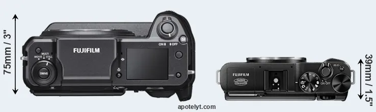 Compare GFX 100 versus X-A1 top
