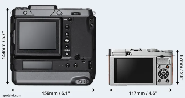 Comparison GFX 100 or X-A2 rear