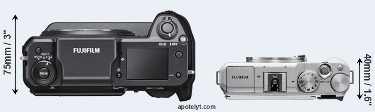 Compare GFX 100 versus X-A5 top