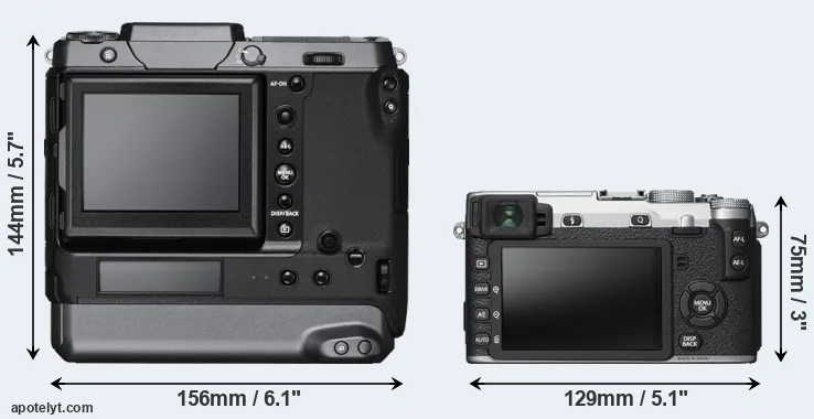 Comparison GFX 100 or X-E2S rear