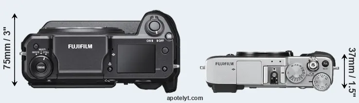 Compare GFX 100 versus X-E2S top
