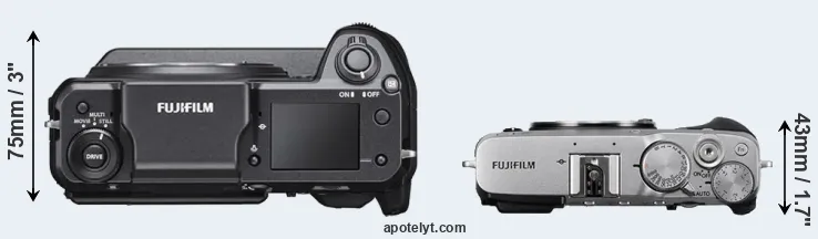 Compare GFX 100 versus X-E3 top