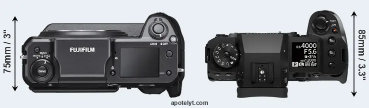 Compare GFX 100 versus X-H2S top
