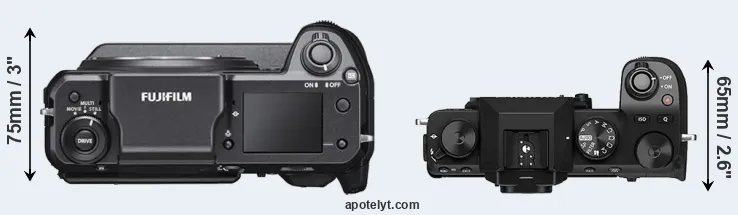 Compare GFX 100 versus X-S10 top