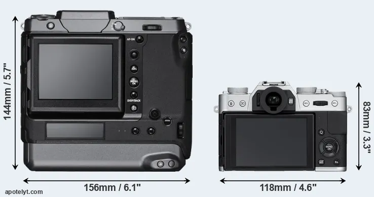 Comparison GFX 100 or X-T10 rear