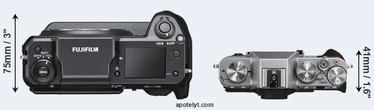 Compare GFX 100 versus X-T10 top