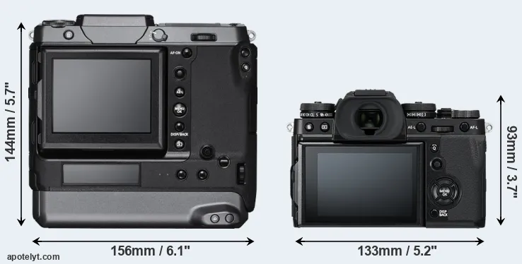 Comparison GFX 100 or X-T3 rear