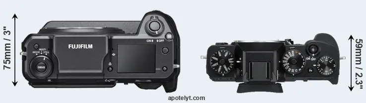 Compare GFX 100 versus X-T3 top