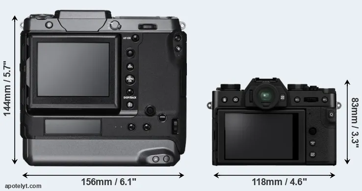 Comparison GFX 100 or X-T30 II rear