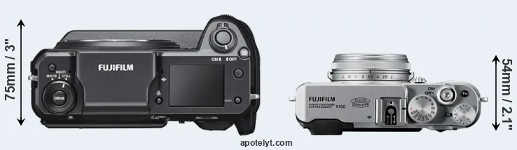 Compare GFX 100 versus X100 top