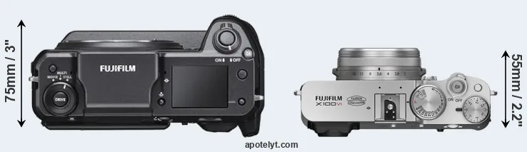 Compare GFX 100 versus X100VI top