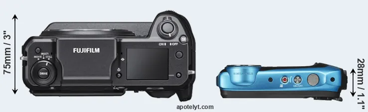 Compare GFX 100 versus XP140 top