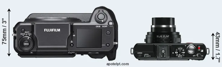 Compare GFX 100 versus D-LUX 5 top