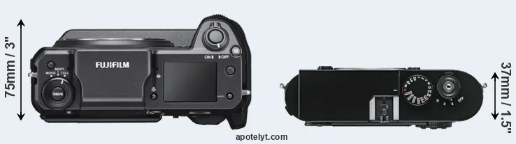 Compare GFX 100 versus M9 top