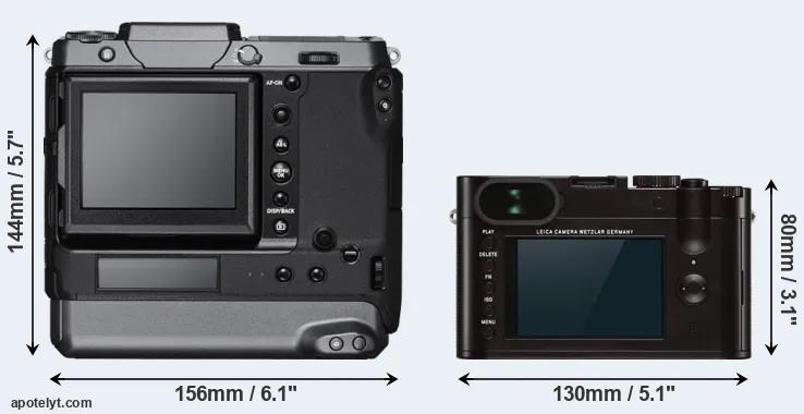 Comparison GFX 100 or Q Typ 116 rear